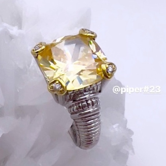 Judith Ripka Canary Crystal & Diamond JR TWO Fontaine Cocktail Ring - 7 - Picture 2 of 11